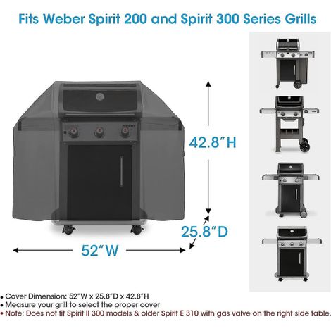 52 tours de glissement pour Weber Spirit 200 et 300-séries, après le dépassement de cuve, le meilleur glissement de grill, 52 à 52 pouces