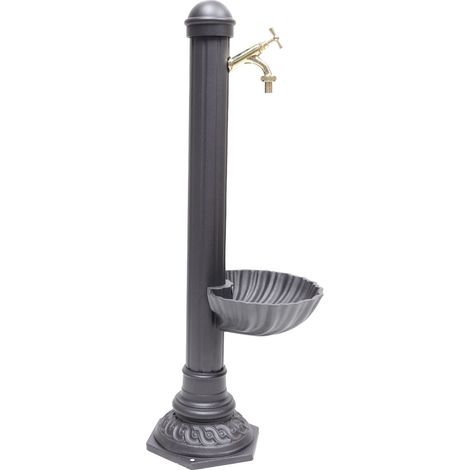 Fontaine colonne Pandora en aluminium avec baignoire pour jardin potager et robinet en laiton finition au choix : poli (1/2)
