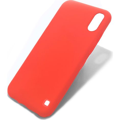 CUSTODIA PER SAMSUNG GALAXY A10 IN SILICONE ROSSO CON RETRO RIGIDO