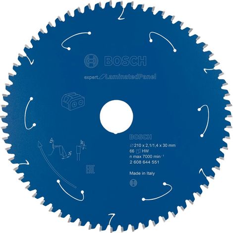 Bosch – Lame de scie circulaire 210 mm 66 dents 30 mm alésage – Coupe précise pour panneaux stratifiés – 2608644551 (1/5)