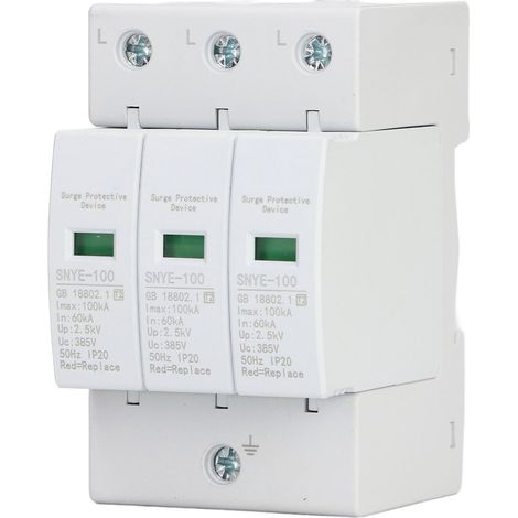 Dispositif de protection contre les surtensions 100 kA pour boîte de distribution triphasée 385 V (1/5)