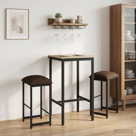 vidaXL Tabouret de bar 2 pc Taupe 40 x 32 x 64 cm Bois d'ingénierie (1/5)