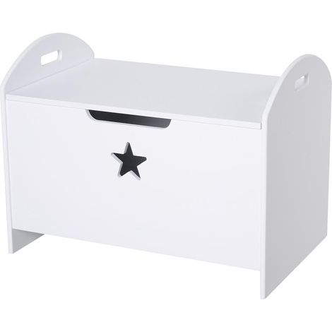 BAULE CONTENITORE PORTAGIOCHI PER CAMERETTA BAMBINI IN LEGNO BIANCO 62 X 40 X 46.5CM (1/5)