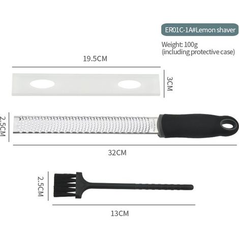 Rallador negro para cítricos, parmesano, jengibre, chocolate y nuez moscada, con cuchilla fina. (1/4)