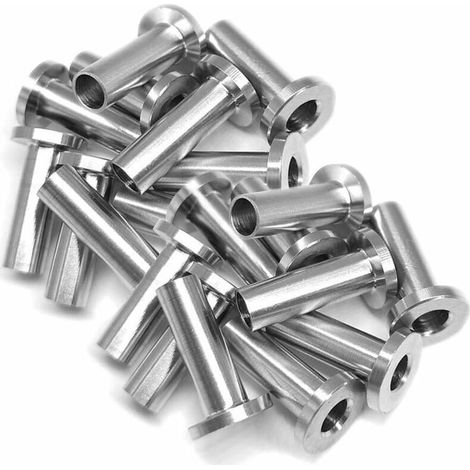 20 Pcs Manchons de Protection en Acier Inoxydable pour Garde-corps de Câble 3/16 Pouce Poteaux en Bois, Balustrade de Bricolage (1/5)