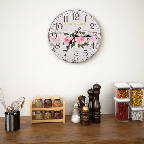 Horloge murale vintage Fleur 30 cm (1/4)