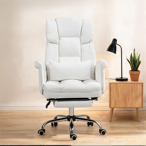 Chaise de bureau coloris blanc en bonded cuir 69 x 65 x 115 cm (1/5)