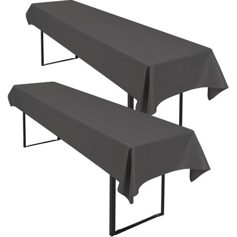 2er-Pack Biertischdecken 250x100cm Dunkelgrau Wasserfest & Fleckenabweisend