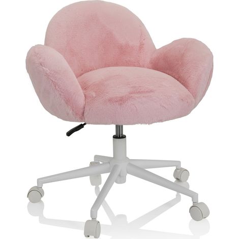 Kinderstuhl / Kinderschreibtischstuhl KID TEDDY Kunstfell rosa hjh OFFICE (1/5)
