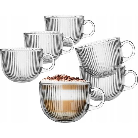 Ensemble de 6 verres Luxito Strips 510 ml pour café, thé et dessert (1/5)