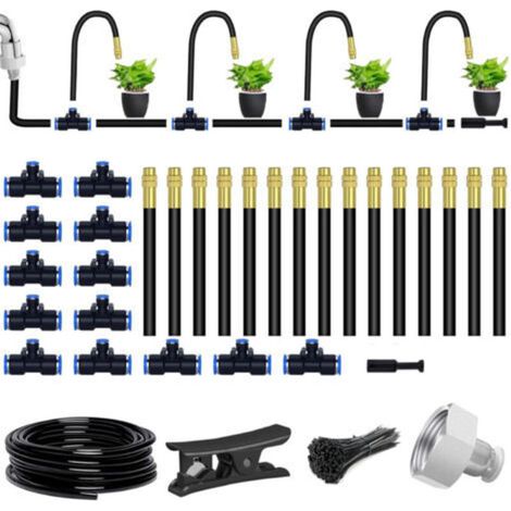 Kit de système d'irrigation, système d'irrigation goutte à goutte pliable à 360 ° avec tuyau d'irrigation goutte à goutte de 15 m, système d'arrosage automatique à faire soi-même, kits (1/5)