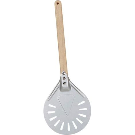Pelle à pizza perforée en aluminium avec manche en bois – 8 pouces (40 cm), anti-dérapante, idéale pour four à pizza (1/5)