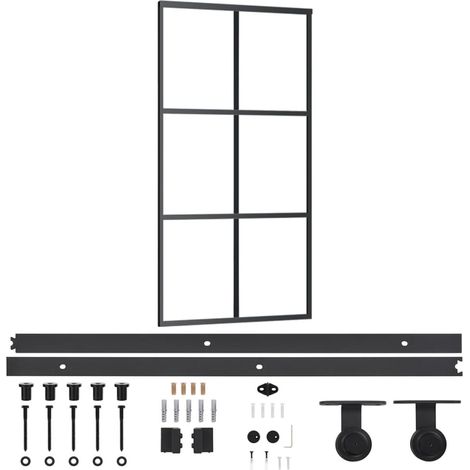 Maison Exclusive - Porta Scorrevole e Kit Montaggio Vetro ESG Alluminio 102x205cm