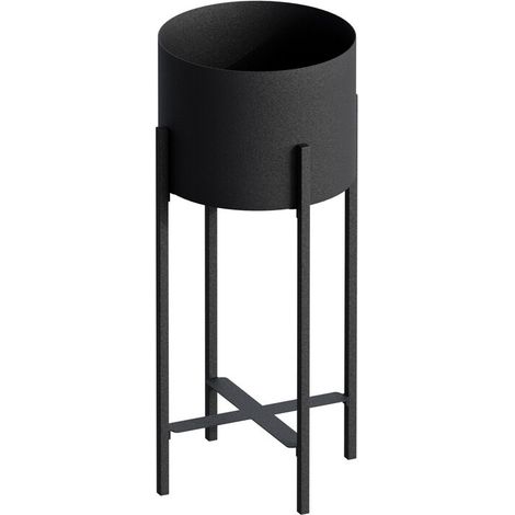 Copri vaso cilindrico con gambe in metallo nero H48 cm (1/5)