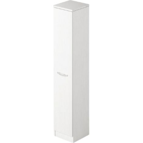Scarpiera bianco in legno con un’anta e 6 ripiani cm h182x36x38 (1/4)