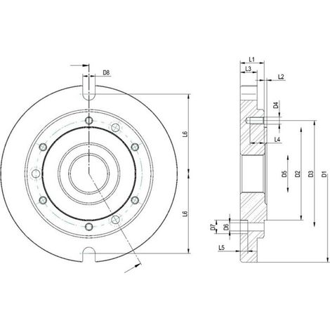 Röhm Grundplatte für CAPTIS-M und Drehfutter / Zylindrischer Zentrieraufnahme futterseitig nach DIN6350, Größe 65/80 / FutterØ 200 - 162401 (1/4)