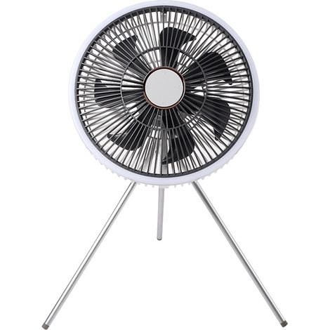 Linterna-ventilador 2 en 1 para camping con mando a distancia magnético, trípode desmontable y función de temporizador, ideal para acampar, pescar y hacer senderismo.