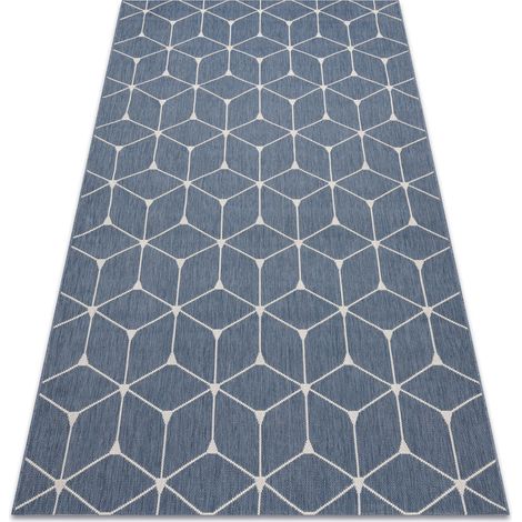 Carpet FLAT 48721/591 SISAL - 3d cube blue blue 200x290 cm