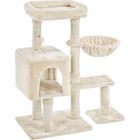 Homevive Árbol Rascador para Gatos Altura 96 cm Torre de Juegos con Plataformas Cueva Multinivel Beige