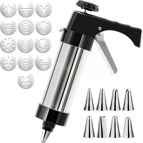 Dekorationsset mit Edelstahldüsen – 13 Designs – 8 Düsen – Spritzbeutelmaschine für Kuchen und Kekse (1/5)