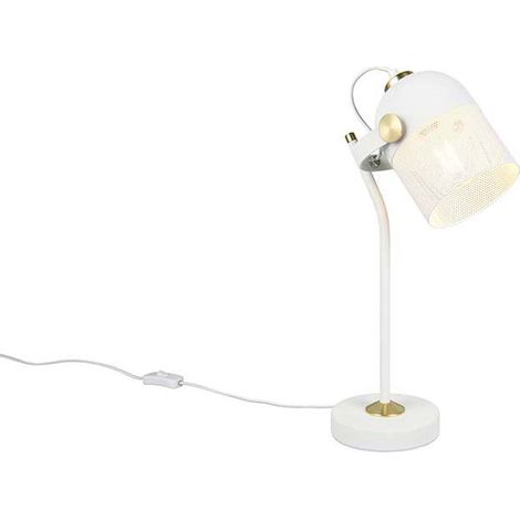 Tischleuchte Leselampe Nachttischlampe Retro Wohnzimmerlampe Weiß E27 H 45 cm