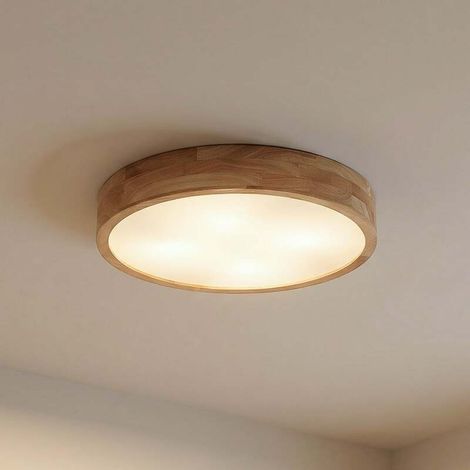 [NEUWERTIG] B-Ware Lindby Deckenlampe Leuchte Tanju LED Lampe dimmbar Kautschukholz Ø50cm hell (1/2)