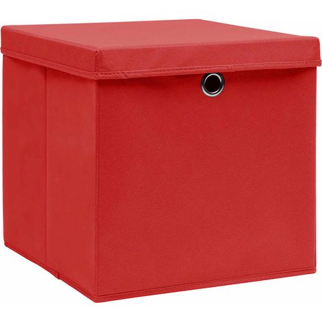 Maison Exclusive - Scatole Portaoggetti con Coperc10pz Rosse 32x32x32cm Tessuto (1/5)