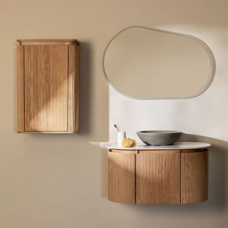 Conjunto de mueble de baño suspendido 90x50 cm en madera Carsone SKLUM