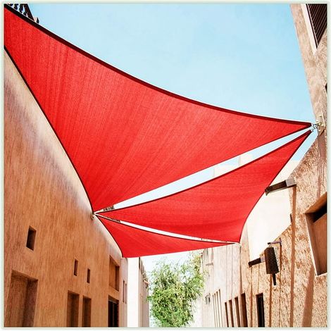 Voile d'ombrage triangulaire 12 pieds, auvent de protection solaire rouge, pare-soleil extérieur pour terrasse et jardin (1/5)