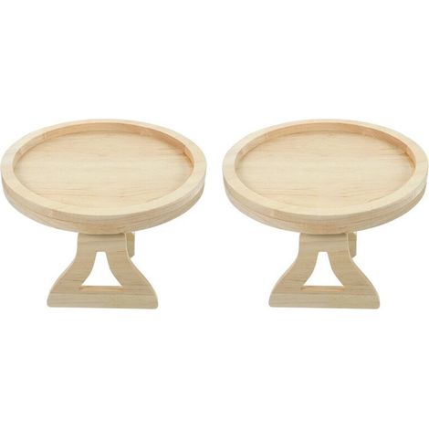 2 mesas auxiliares redondas plegables de madera con clip para sofás con brazos anchos.