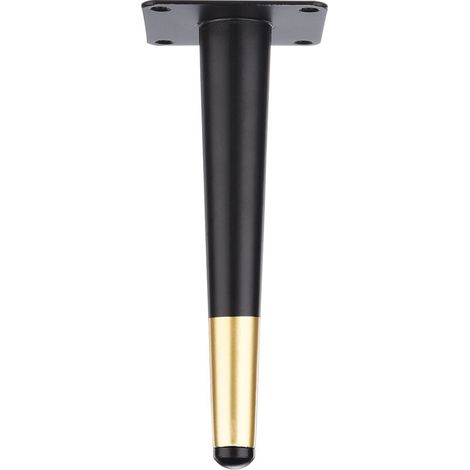 1 pc (20 cm droit conique noir avec or) pieds de canapé meubles pieds en métal armoire de salle de bain meuble TV pieds de support de matériel de Table (1/3)