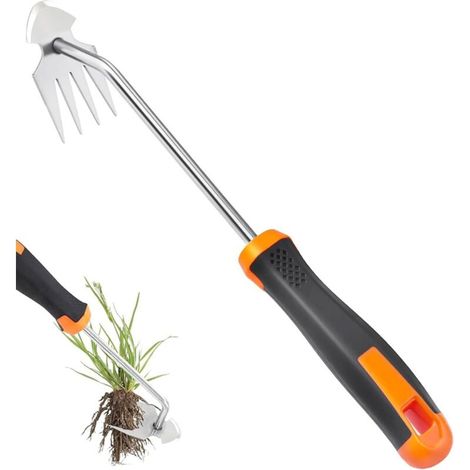 Outil Désherbeur de Jardin 4 Dents – Manuel Durable en Acier au Manganèse, Portable pour Potager et Jardinage Facile (1/5)