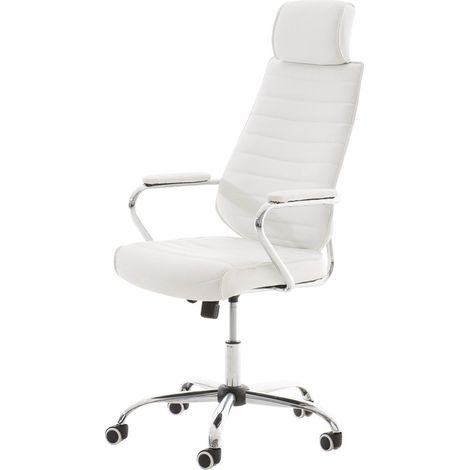 Silla de oficina sintética blanca con ruedas regulable en altura BUR10002 (1/5)