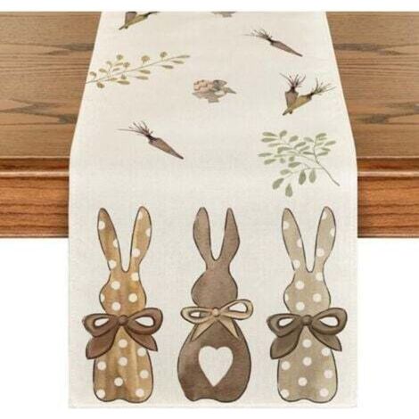 Runner da tavola con coniglietto pasquale e carota, lavabile, decorazione primaverile per cucina, tavoli interni ed esterni, feste, 40 x 140 cm