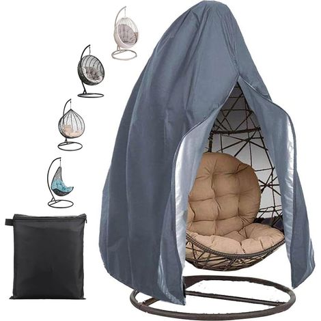 Hängesessel Abdeckung Outdoor Wasserdicht, 210D Oxford-Stoff Abdeckplane, UV-Anti Winterfest Schutzhülle Gartenmöbel für Hängestuhl, Egg Chair, Swing Chair (Grau,115x190cm) (1/5)