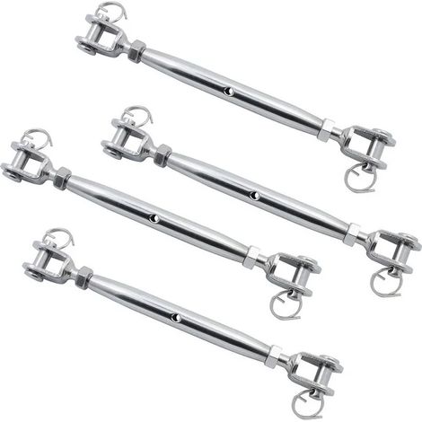 (4 pièces - M8 - FR) Tendeur à mâchoires fermées en acier inoxydable 316, M5, M6 et M8, finition polie, pour gréement haute résistance, idéal pour bateaux et yachts. (1/5)
