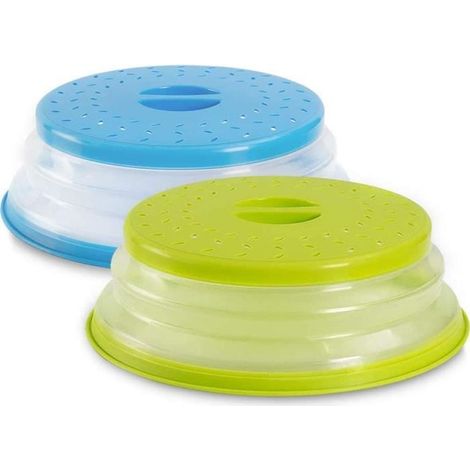 Couvercle Micro-Ondes - Non spécifié - 2pcs - Pliable - Avec orifices de ventilation - Bleu et Vert (1/4)