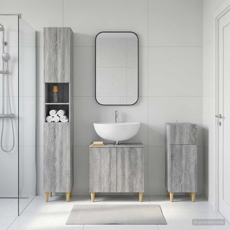 vidaXL 3 Piece Bathroom Cabinet Set DELFT Grey Sonoma Engineered Wood (1/5)