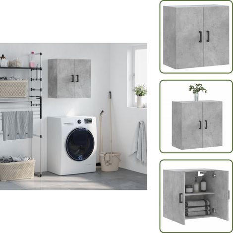 Armoire murale gris béton 60x31x60 cm bois d'ingénierie - Armoire Murale - Meuble Rangement - Étagère Murale - Placard Mural - Rangement Intérieur (1/5)