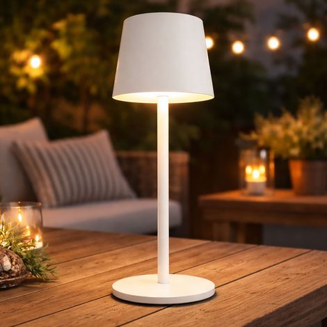 Lampada da tavolo a LED ricaricabile CCT touch per interni esterni bianco opale luce da giardino touch dimmer USB, metallo, 2W 50lm bianco caldo-freddo, DxH 8,5x28 cm