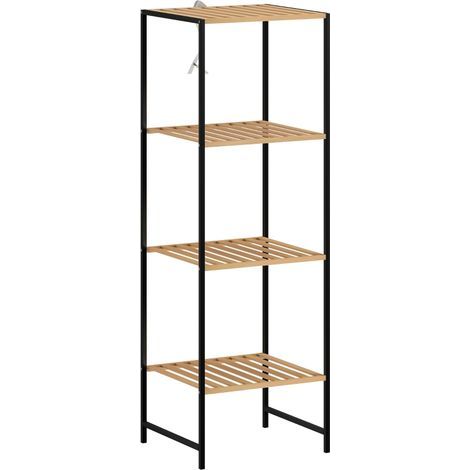 Freistehendes Regal mit 4 Ebenen – Bambus und Stahl – 36,5 x 33 x 110 cm – Natur (1/5)