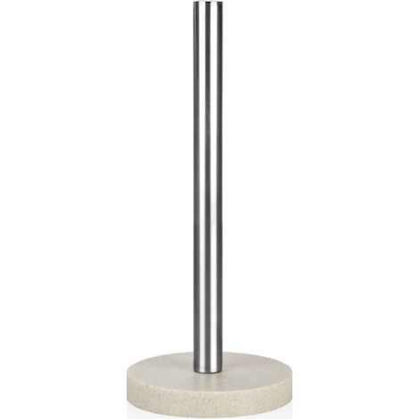 Porta rotolo carta igienica Ø13,5x33cm in acciaio inox con base in resina beige e cromata (1/2)