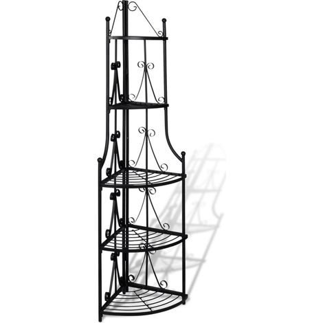 Estante de esquina de 5 niveles de acero negro para uso interior o exterior para plantas y flores 2702003 (1/3)
