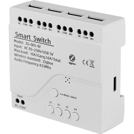 Module de commutation intelligent Tuya ZigBee 4 canaux RF433 pour domotique, disjoncteur DIY, relais sans fil et commande vocale (1/5)