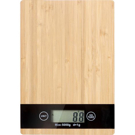 Balance de cuisine numérique, graduation en lettres, bambou, 5 kg/1 g-AquaForge