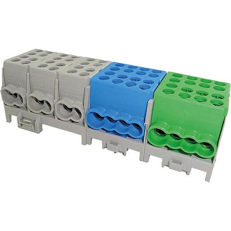 Hauptleitungs-Abzweigklemme - 3x grau, 1x blau, 1x grün 10x Eingang 25 mm² / 18x Ausgang 16 mm²
