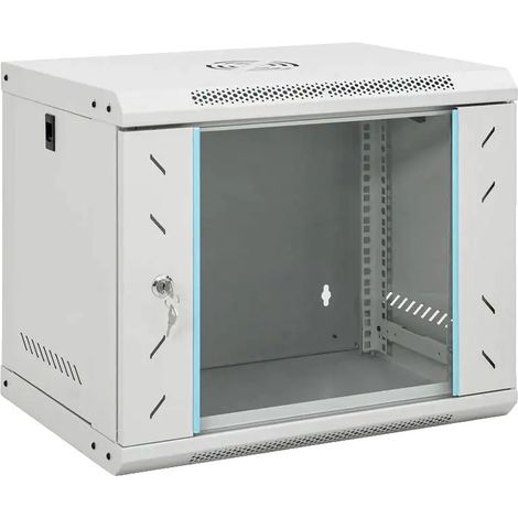 Armoire Réseau, Format Rack 19 Pouces, Conception Murale, Gris (1/2)