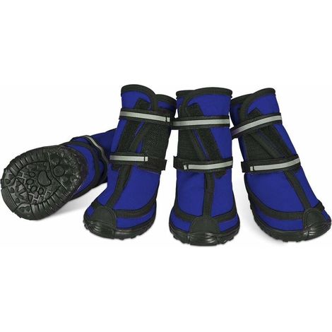 Set di stivali protettivi per cani impermeabili, scarpe antiscivolo per cani con fibbia adesiva, cinturini riflettenti, scarpe calde e resistenti per cani, blu XL (1/4)