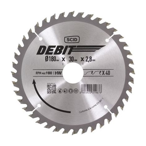 Lame Au Carbure Pour Scie Circulaire ø 180 Mm 40 Dents Alésage 30 - Scid