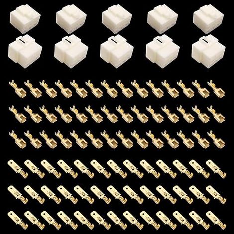 6.3mm 9 Broches Fil Électrique Connecteurs Kit Mâle Femelle Bornes de Fils à Sertir et Boîtier Prise Connecteur Moto Voiture Bateaux Électrique (1/5)